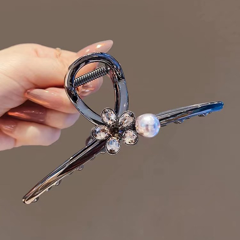 Czarny kryształowy kwiat Duży  – Hair Clip Claw Large recenzja i cena