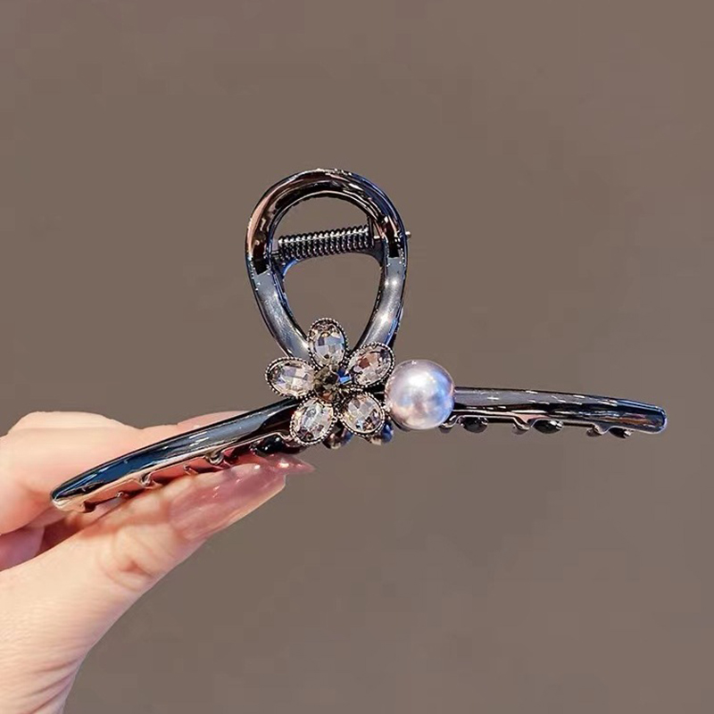 Czarny kryształowy kwiat Duży  – Hair Clip Claw Large recenzja i cena